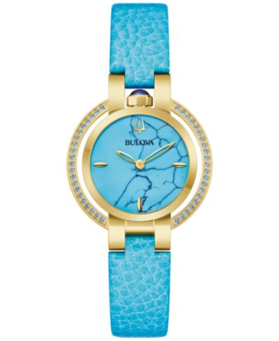 Bulova Women's Classic Rubaiyat Blue Leather Strap Watch 30.5mm