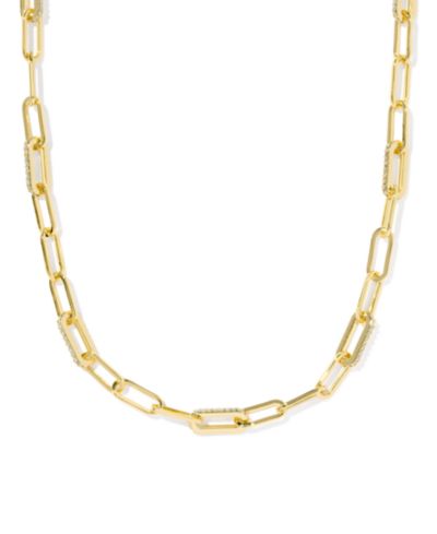 Kendra Scott ожерелье Bella Chain с покрытием 14k Gold Plated поверх латуни и цирконием