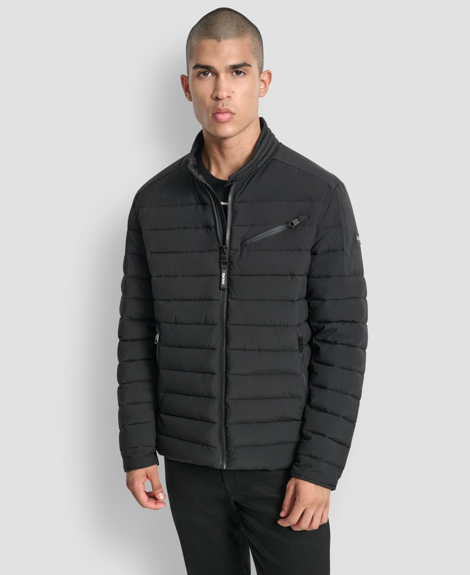 DKNY Men's Moto Quilted Puffer Jacket