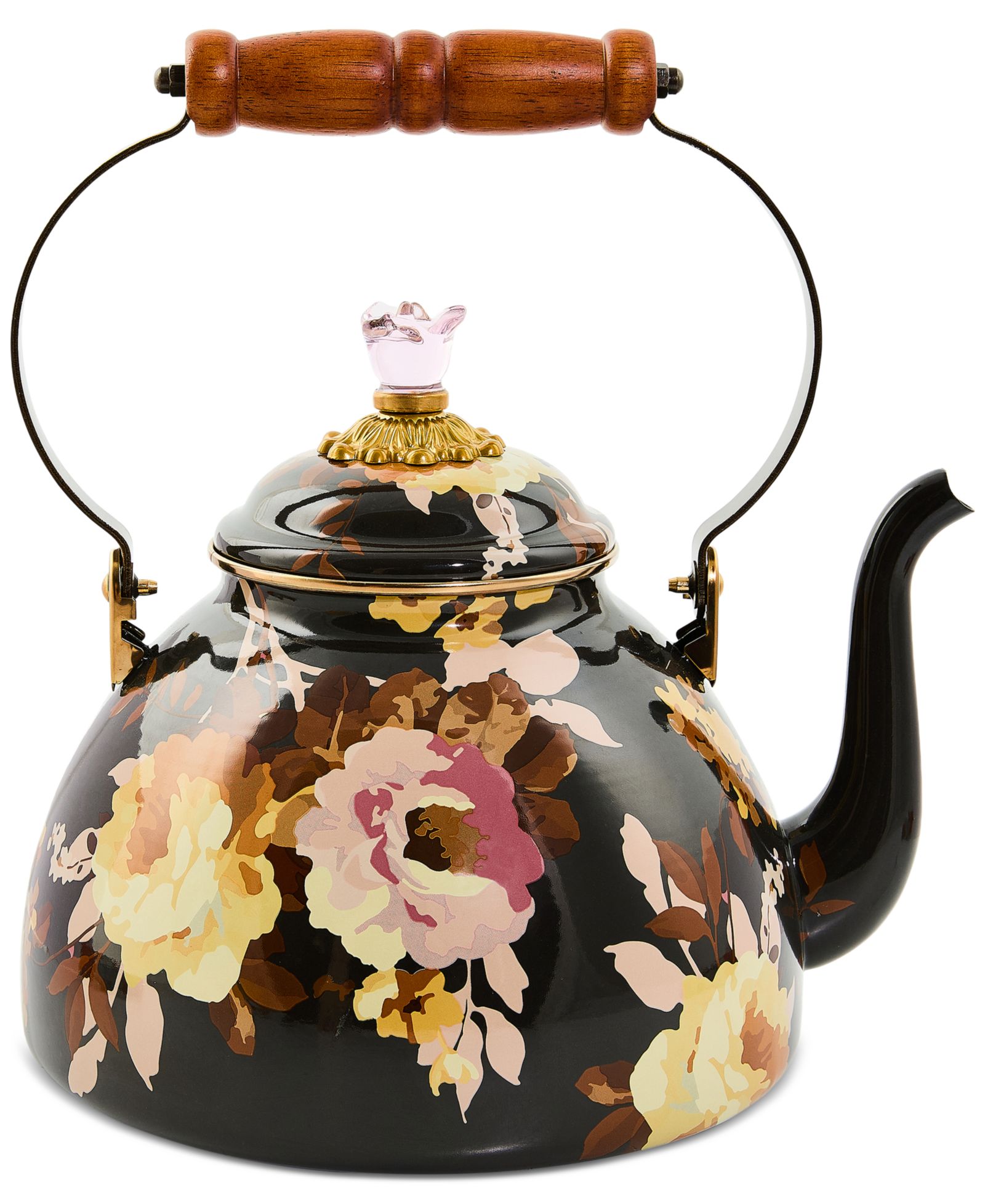 Чайник Mackenzie-Childs Wild Rose Brown 3-Qt.