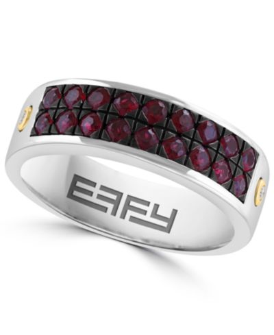 Кольцо EFFY Collection с рубином и бриллиантами из стерлингового серебра