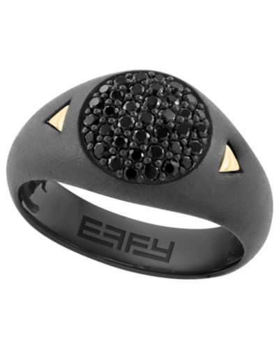 Мужское кольцо EFFY Collection с черным шпинелем в стерлинговом серебре
