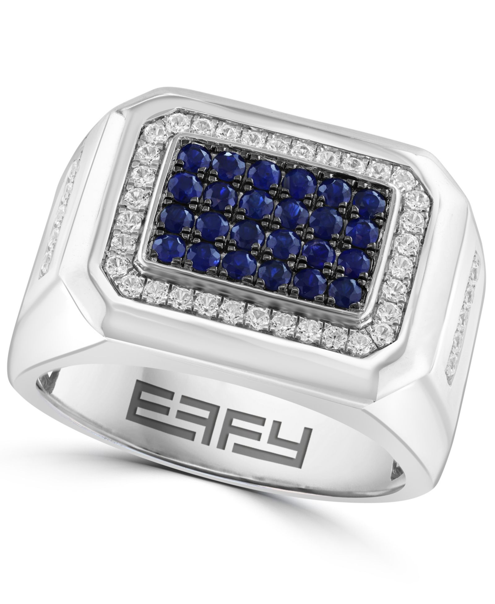 EFFY Collection Sapphire (3/4 ct. t.w.) and White Zircon (5/8 ct. t.w.) Ring in Sterling Silver