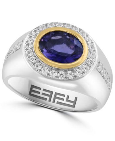 Кольцо EFFY Collection с иолитом (2 ct. t.w.) и белым цирконом (1-1/8 ct. t.w.) из стерлингового серебра