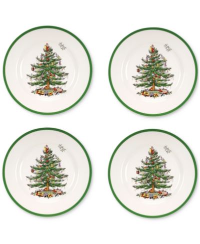 Spode Christmas Tree Dinner Plates, Set of 4