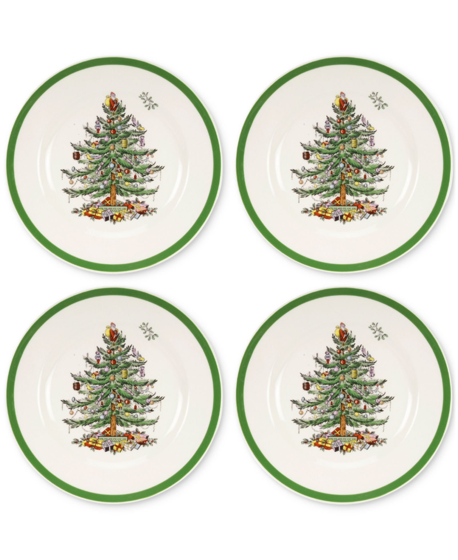 Spode Christmas Tree Salad Plates, Set of 4