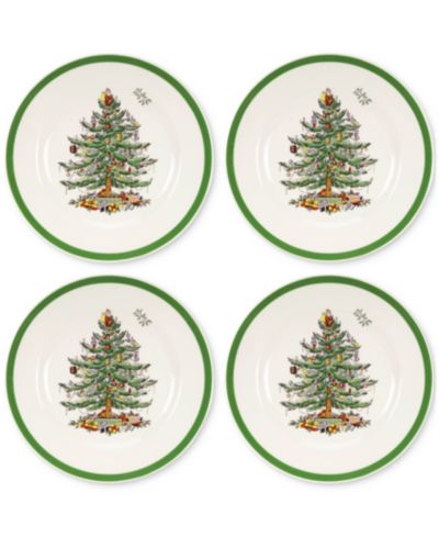 Spode Christmas Tree Salad Plates, Set of 4