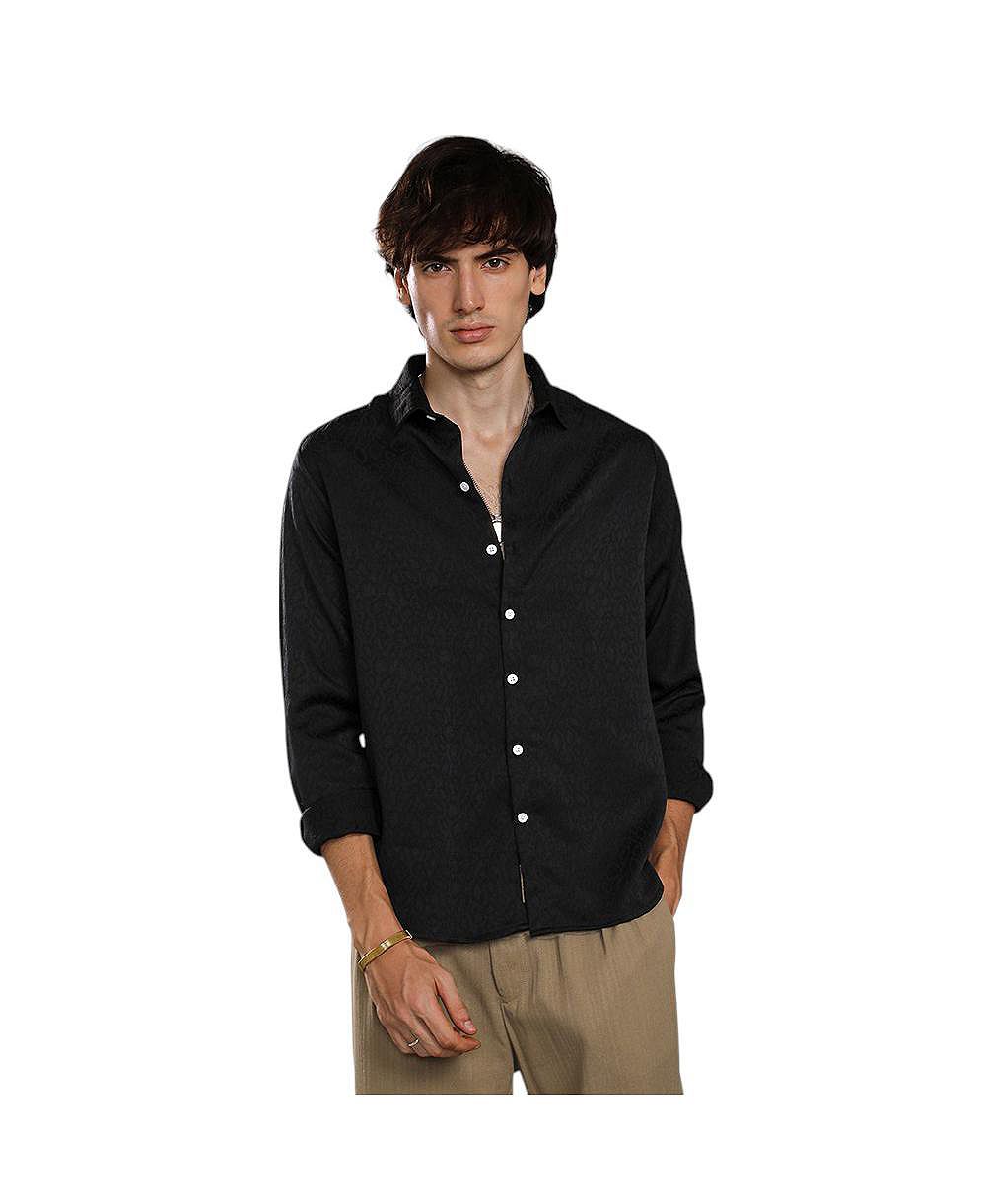 Campus Sutra Мужская рубашка с абстрактной текстурой Onyx Black