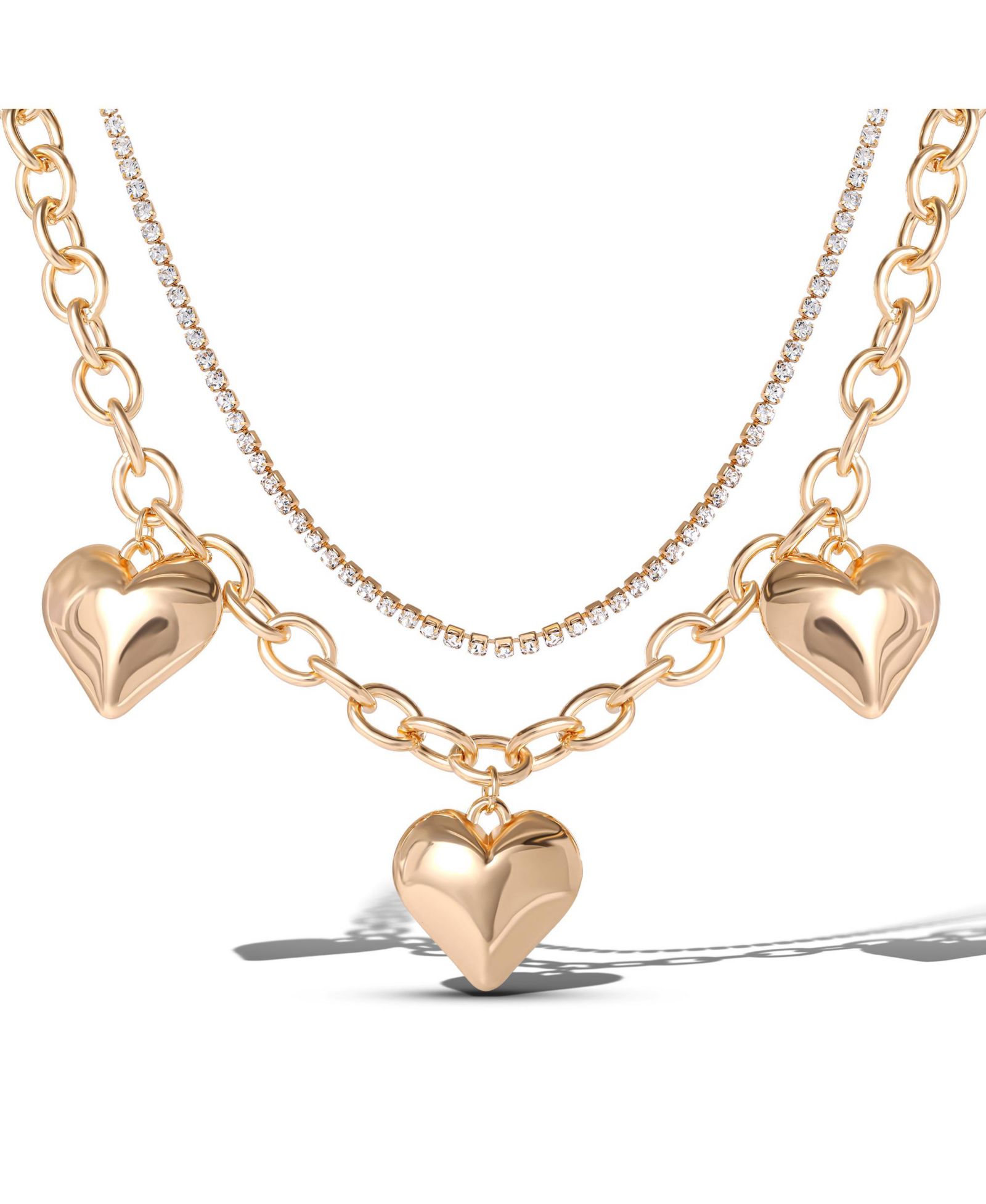 Колье Jessica Simpson Layered Heart для Women 17/18"+3" | Gold-Tone 2-Strand