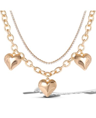 Колье Jessica Simpson Layered Heart для Women 17/18"+3" | Gold-Tone 2-Strand