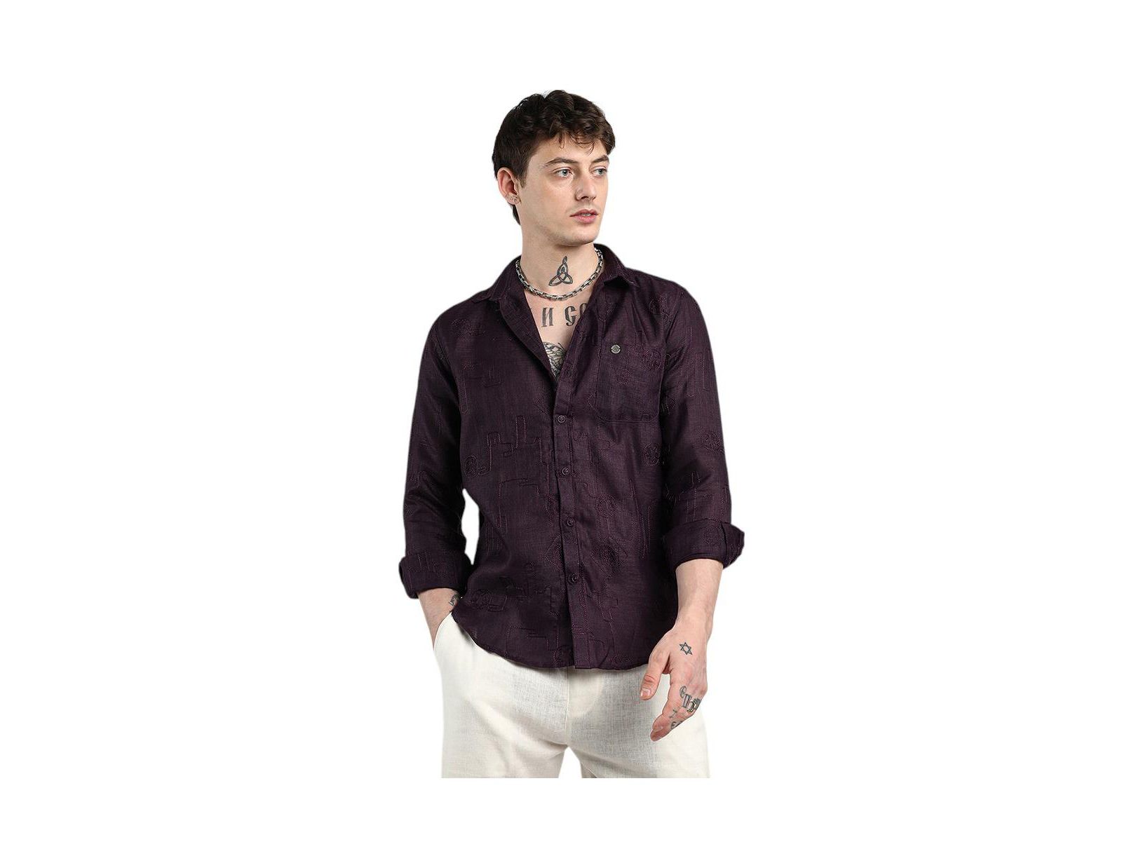 Мужская рубашка Campus Sutra Embroidered One-Lined