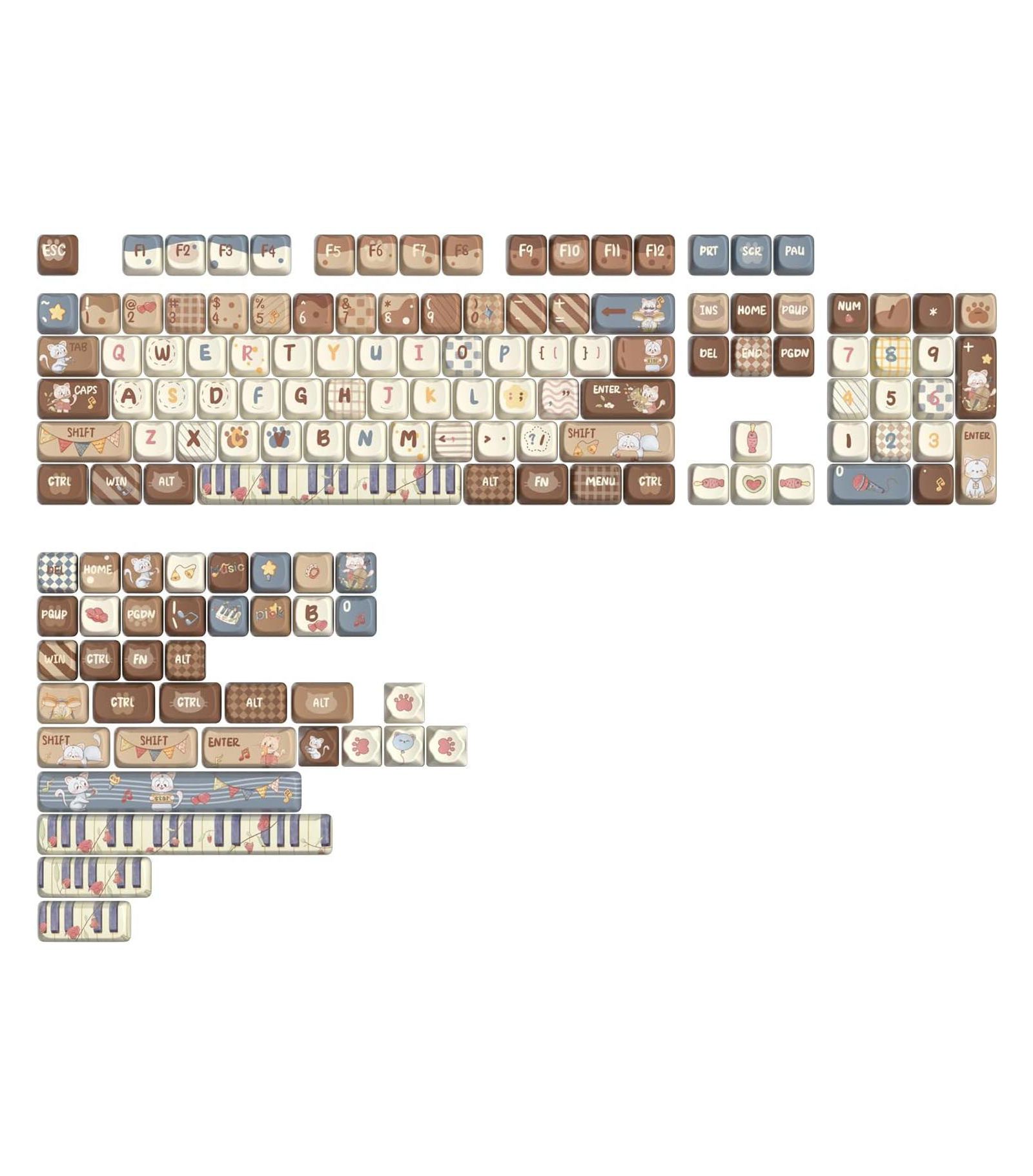 Yunzii Mao Kitten Recital 142-Key PBT Keycap Set for MX Switches