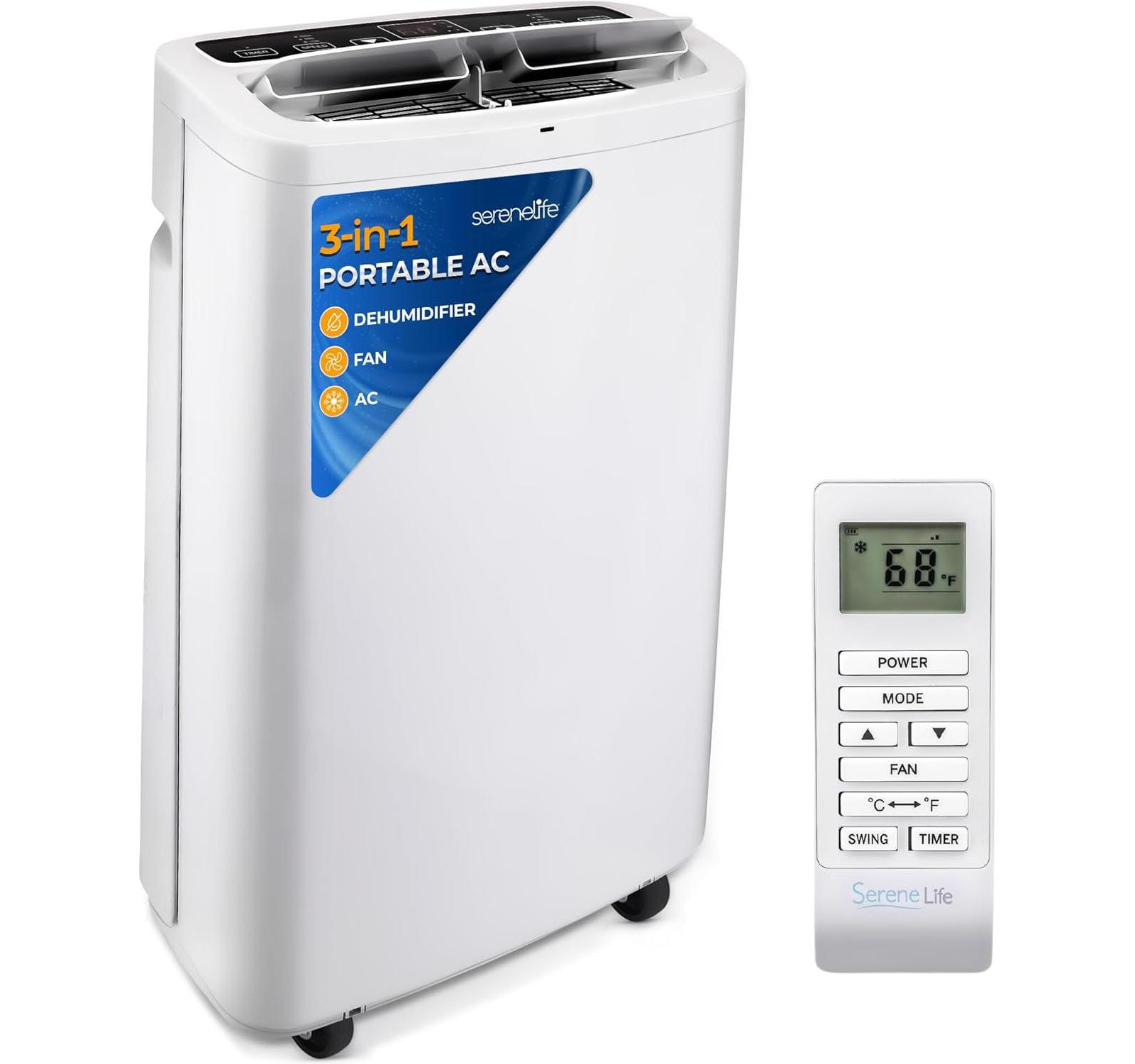 SereneLife Portable Compact Home Cooling Unit with Built-in Dehumidifier and Fan Modes Window Mount Kit Air Conditioner 14000 BTU