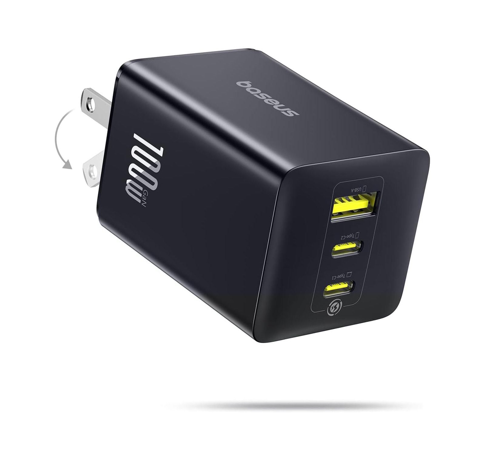 Baseus EnerFill FE11 100W 3-Port Foldable Wall Charger for MacBook Pro/Air, iPad, iPhone 16/15, Galaxy S24, Steam Deck