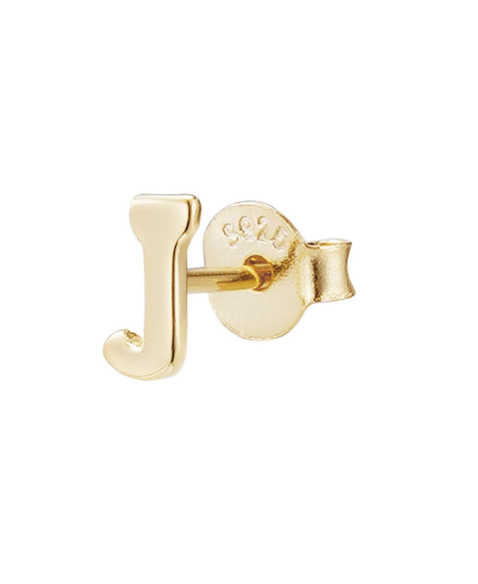 Adornia Fine Vermeil .925 Sterling Single Initial Stud Earring