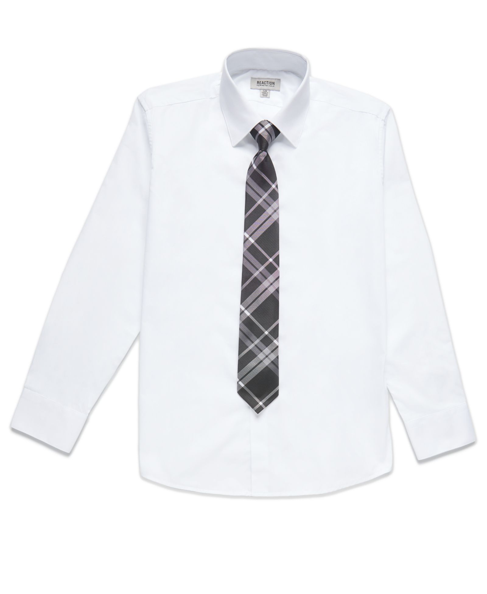 Kenneth Cole Reaction Big Boys Solid Classic Shirt and Tie Set