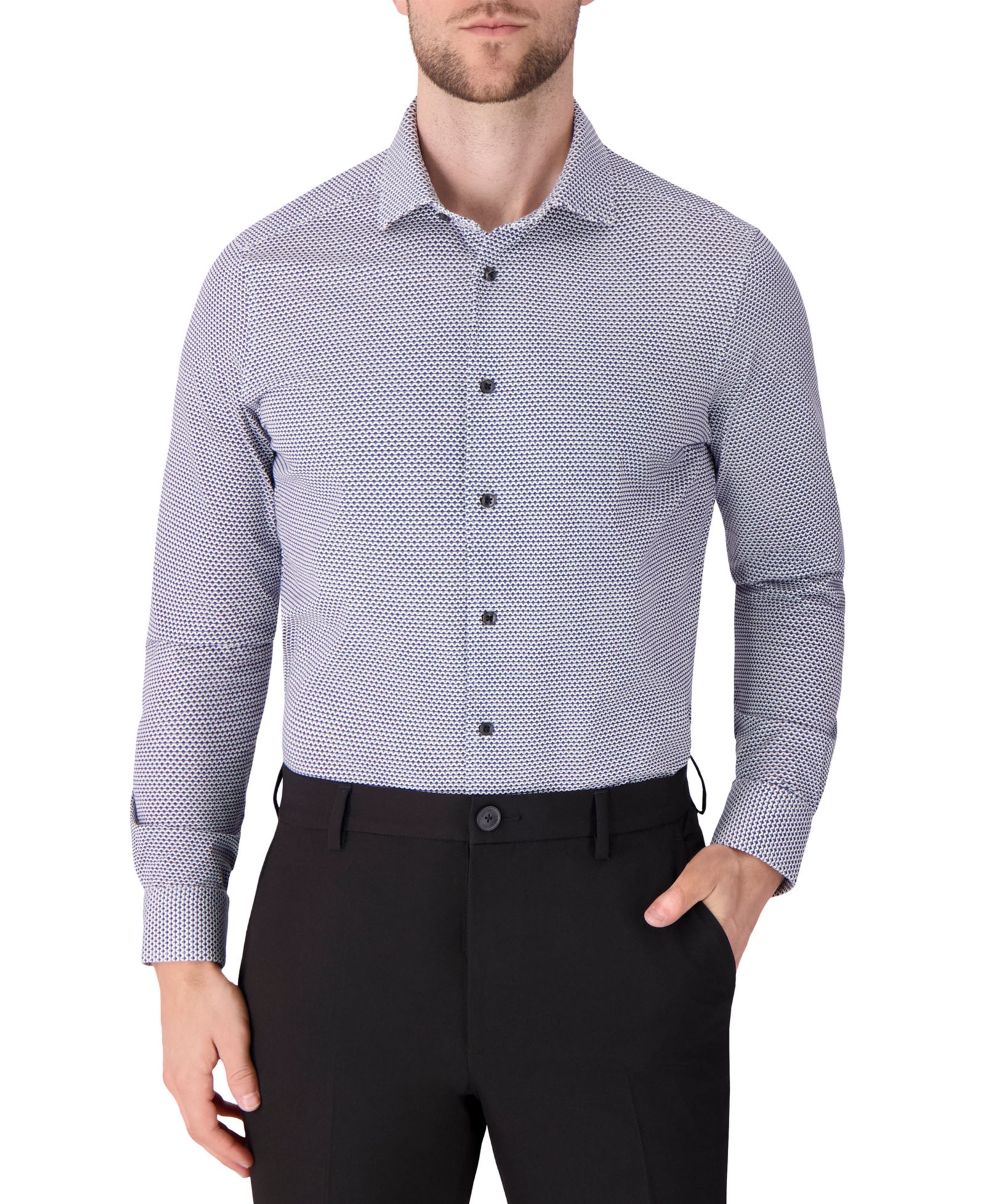 Мужская рубашка с геометрическим принтом Victor Emmanuel Long-Sleeve Dress Shirt