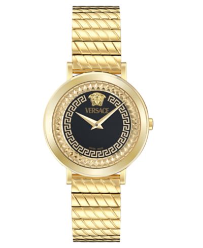 Versace Женские часы Swiss Delphinus, золотое напыление, 35mm