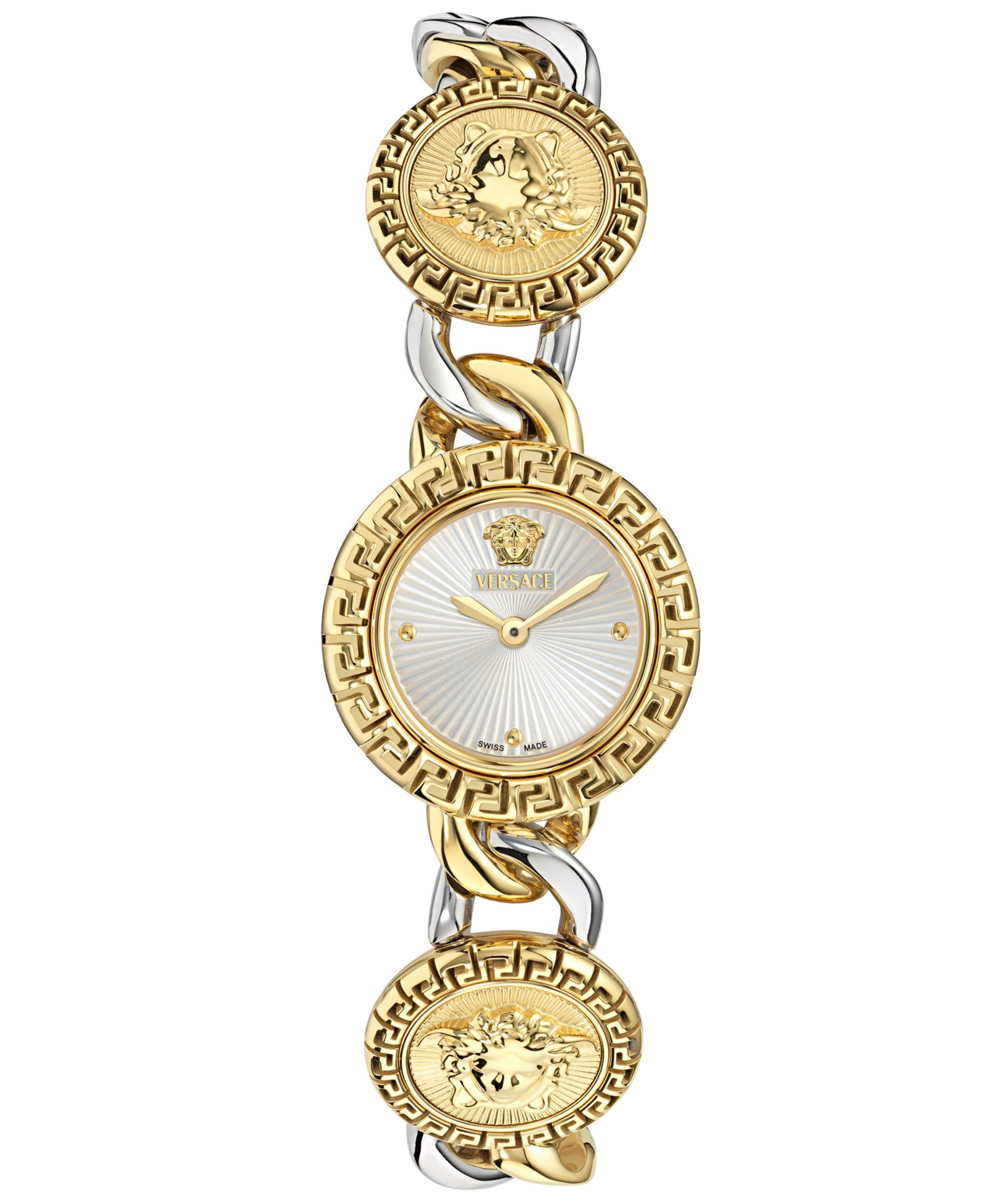 Женские часы Versace Swiss La Greca Stud Icon Two-Tone Link Bracelet, 28mm