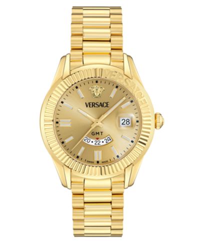 Versace Мужские часы Apodis GMT с золотым напылением