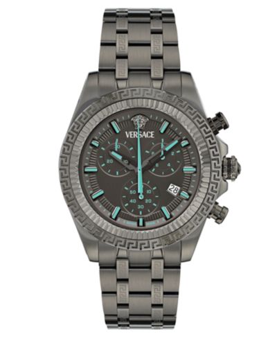 Versace Мужские швейцарские часы Chronograph Fornax Gunmetal Ion Plated Bracelet Watch 43mm