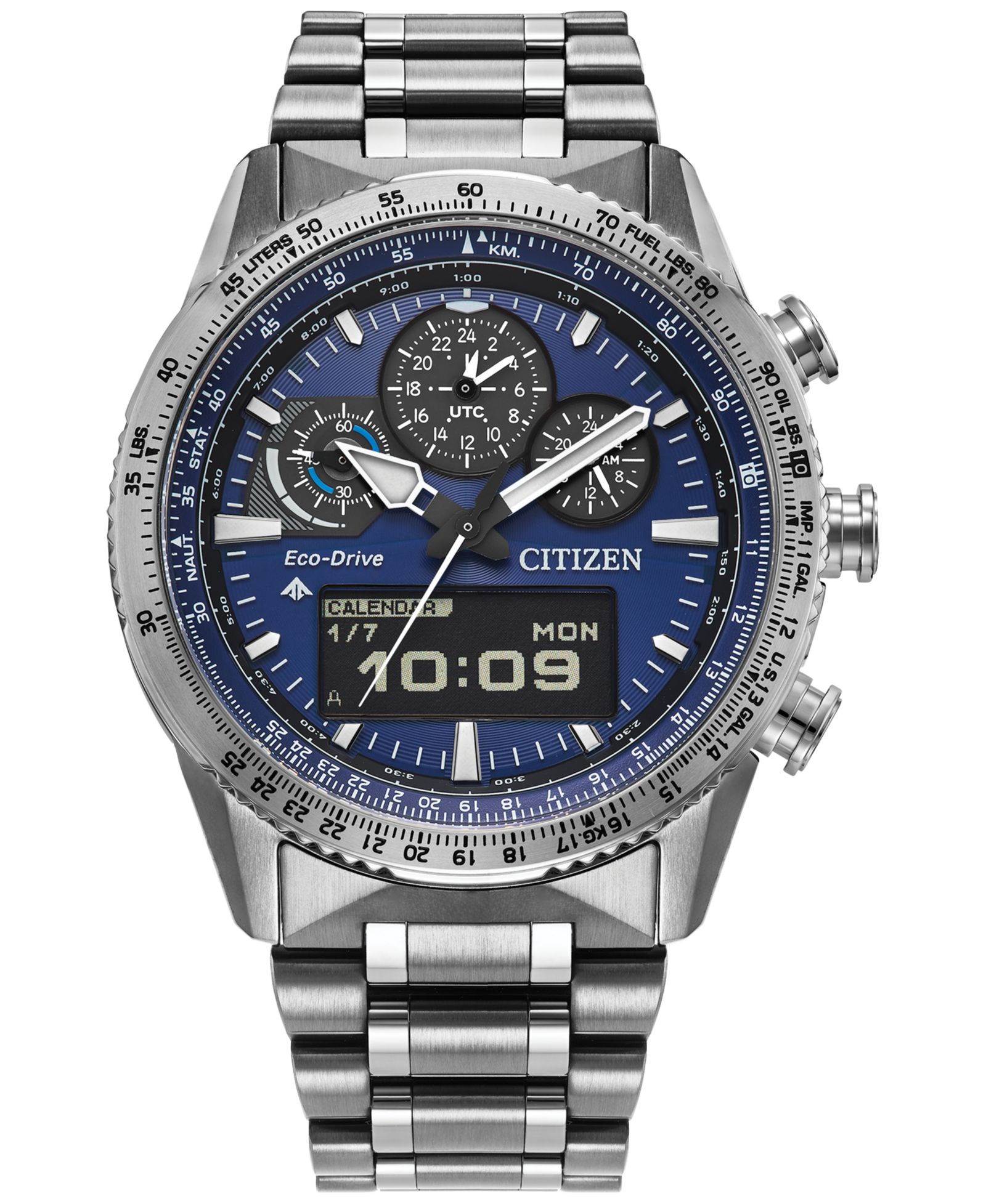 Мужские часы Citizen Promaster Skyhawk U830 Analog-Digital Silver-Tone Stainless Steel Bracelet 43mm