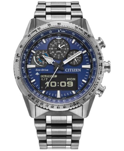 Мужские часы Citizen Promaster Skyhawk U830 Analog-Digital Silver-Tone Stainless Steel Bracelet 43mm