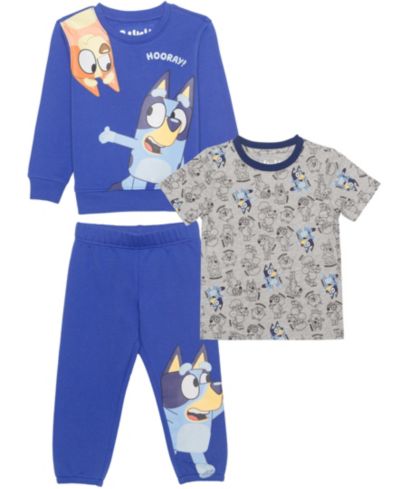 Детский комплект Bluey 3-Piece Set: футболка, футболка с коротким рукавом и джоггеры