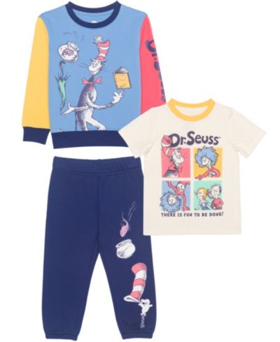 Детский комплект из 3 предметов Dr. Seuss Cat in the Hat: футболка с коротким рукавом и джоггеры