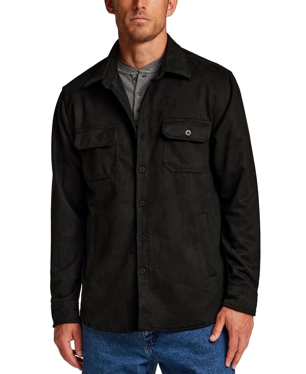 Weatherproof Vintage Men's Button-Front Faux Suede Overshirt