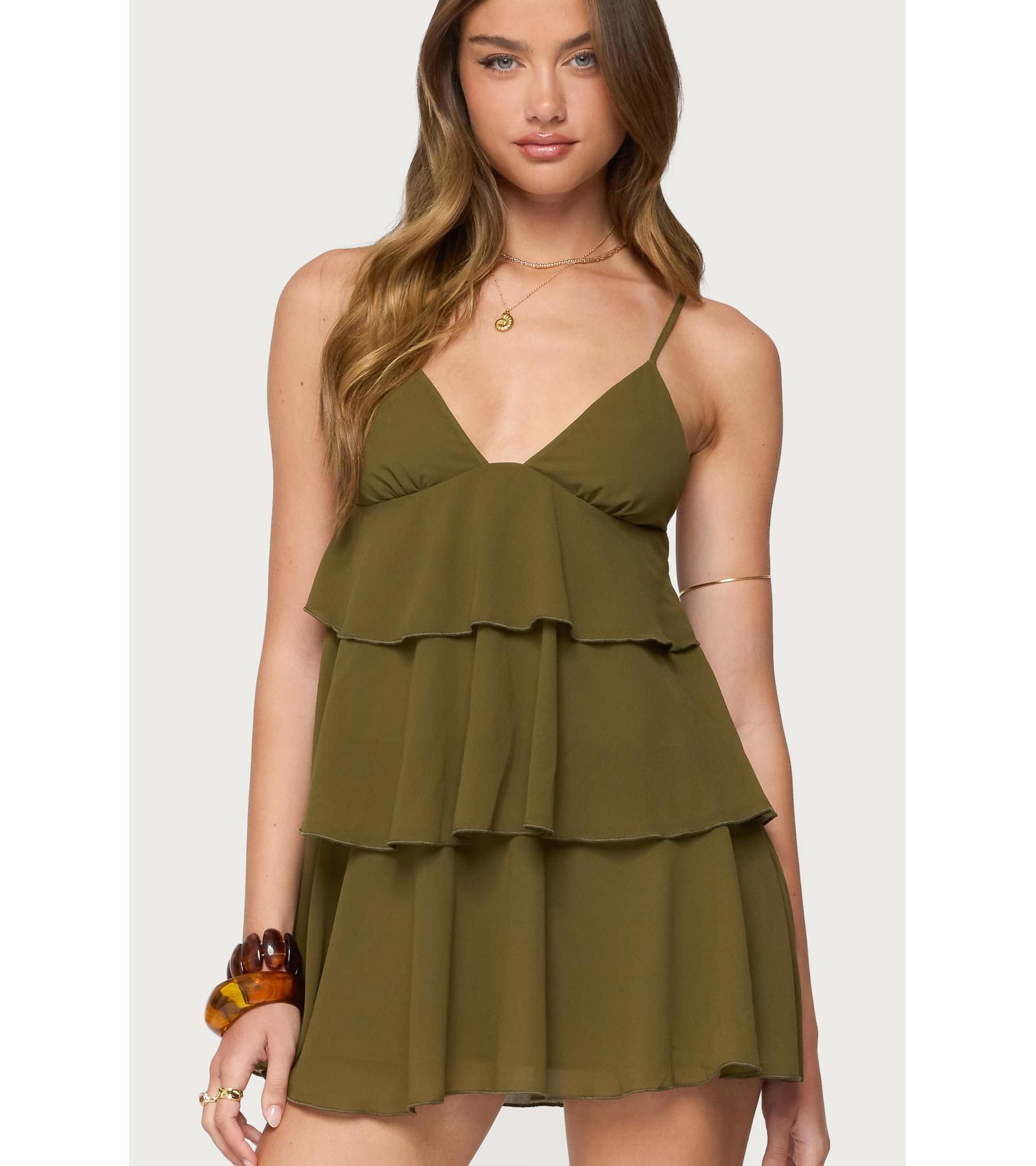 Edikted Women's Gwynne Chiffon Ruffled Mini Dress
