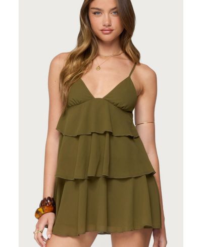 Edikted Women's Gwynne Chiffon Ruffled Mini Dress