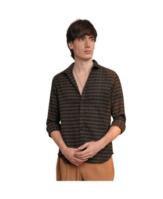 Campus Sutra Men's Chocolate Brown & Charcoal Black Gingham Shirt