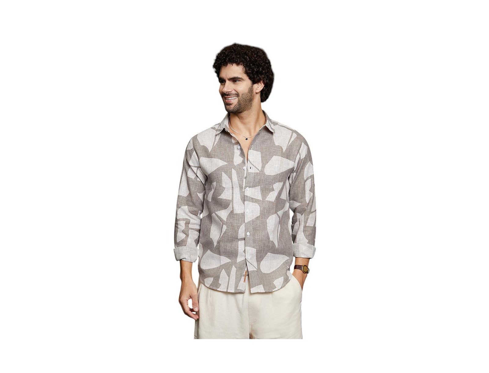 Мужская рубашка Campus Sutra Tan Brown Abstract Heathered
