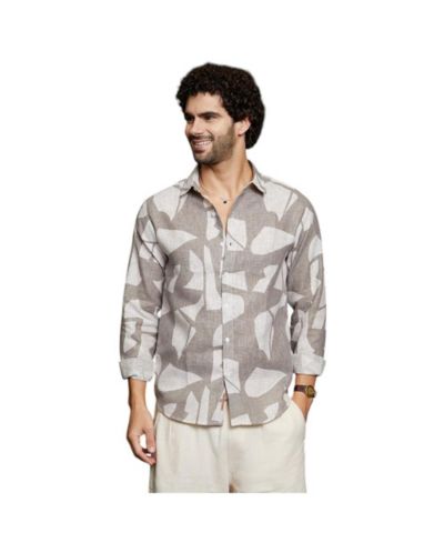 Мужская рубашка Campus Sutra Tan Brown Abstract Heathered