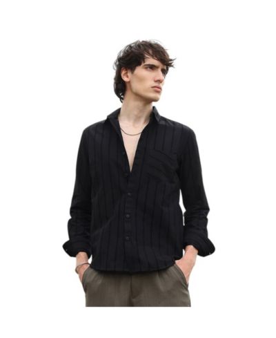 Мужская рубашка Campus Sutra Midnight Black Pastel Striped
