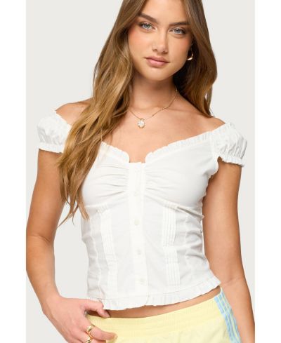 Женский топ Edikted Arlow Ruffle Button Up