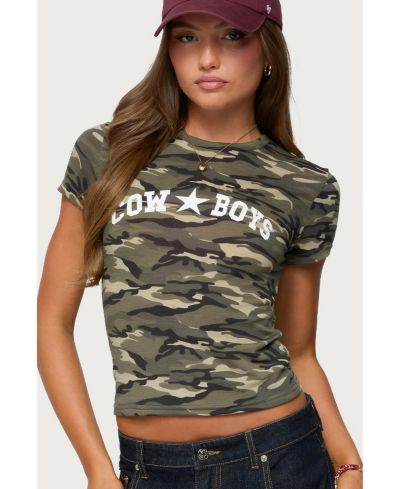 Edikted Women's Nika Camo Cowboys T Shirt