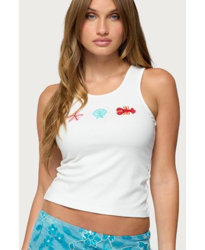 Edikted Женский трикотажный майка в рубчик Ocean Club Bead Ribbed Tank Top
