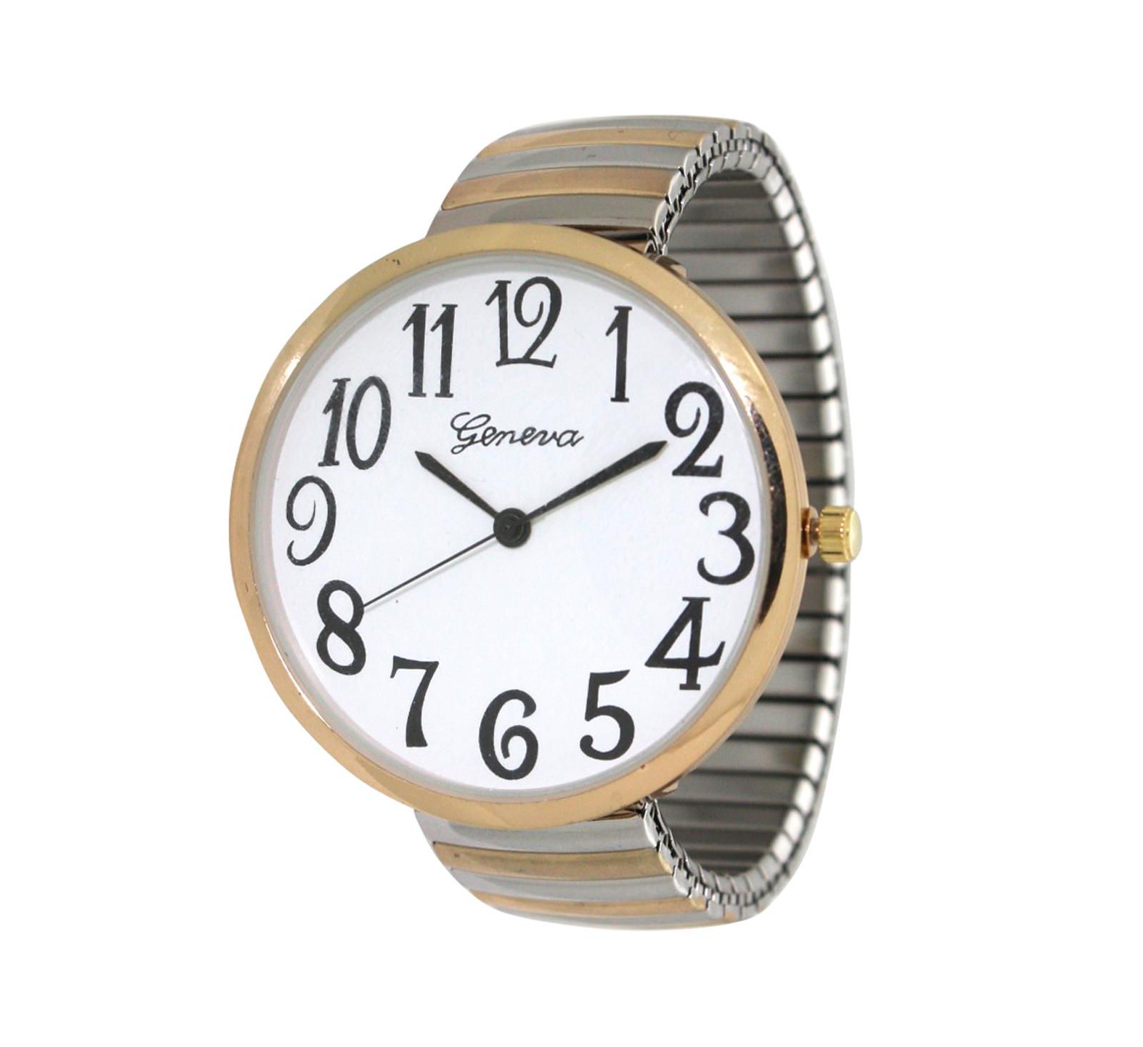 Olivia Pratt Two Tone Super Large Face Stretch Strap Watch