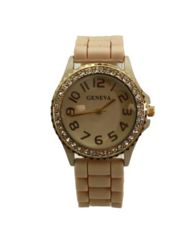 Olivia Pratt Beige Every Day Silicone and Rhinestones Colorful Women Watch