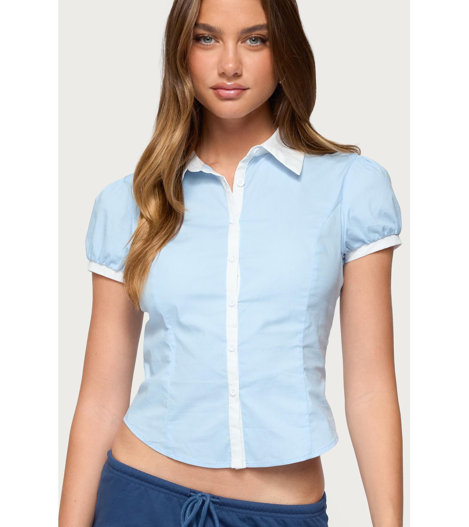 Женская рубашка Edikted Saide Contrast Tailored Button Up Shirt