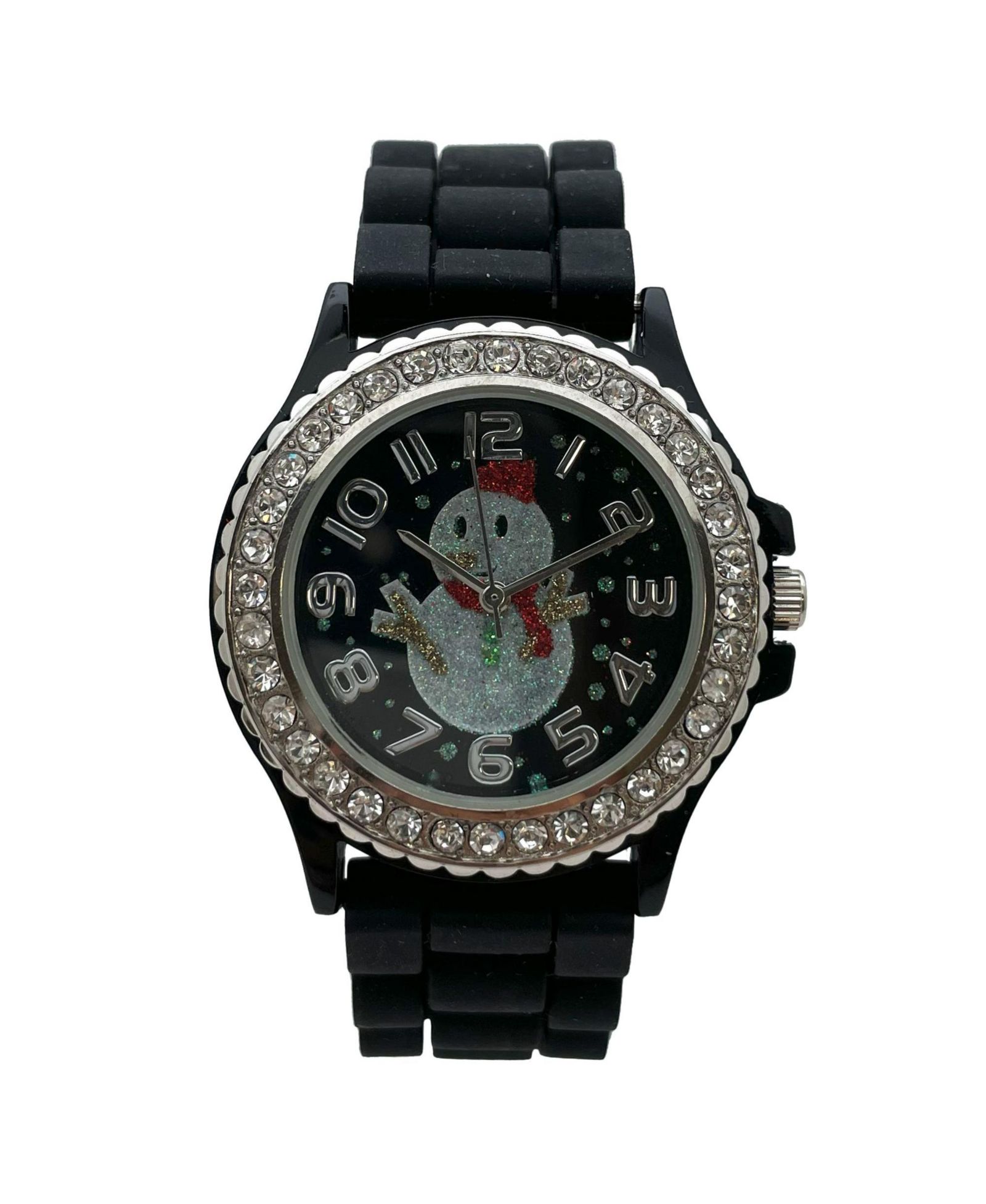 Olivia Pratt Black Merry Christmas Silicone Band Themed Women Watch