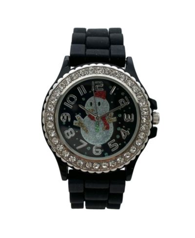 Olivia Pratt Black Merry Christmas Silicone Band Themed Women Watch