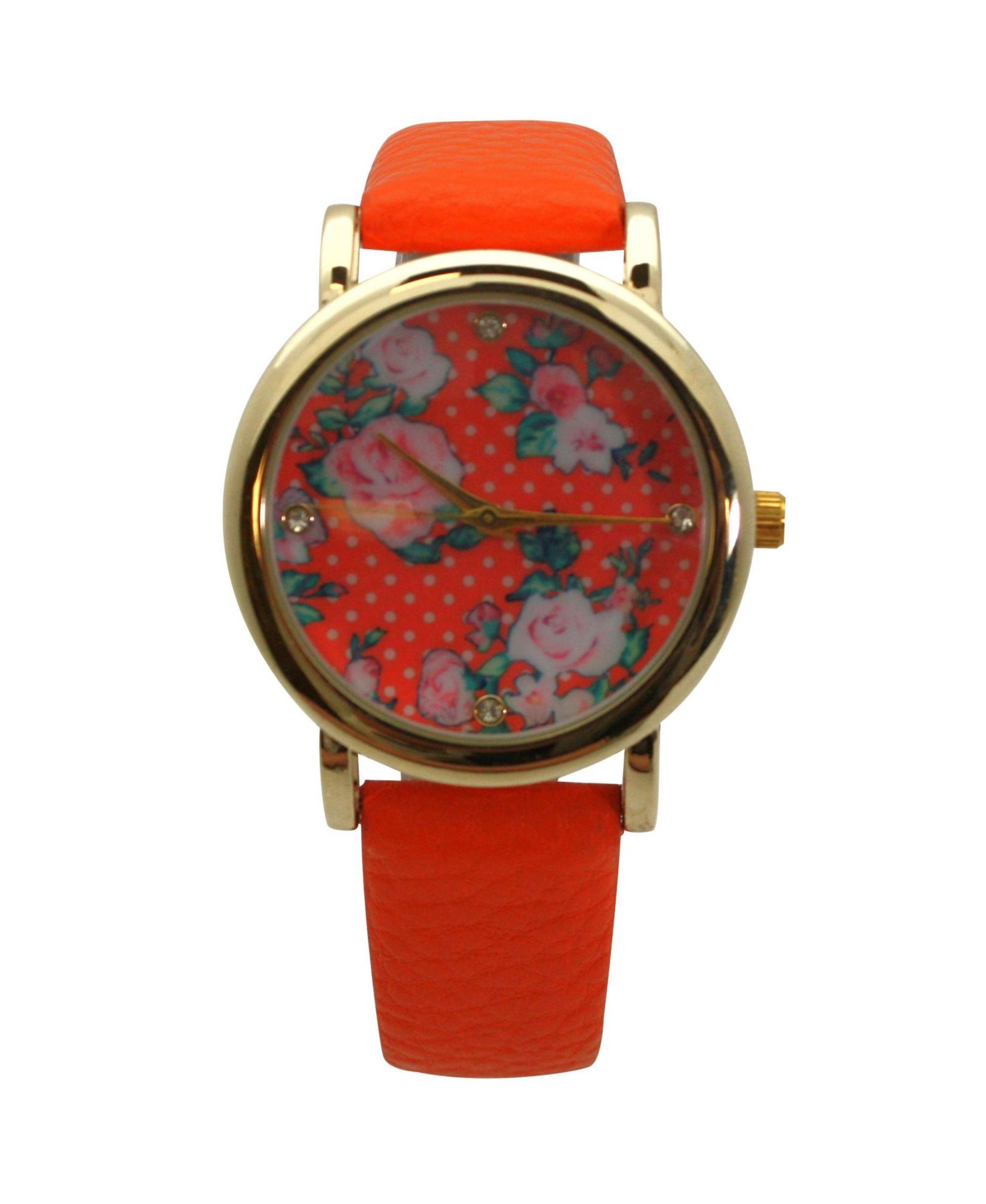Женские часы Olivia Pratt Orange Solid Colors with Flowers Details