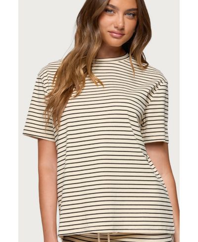 Edikted Women's Brena Striped Oversized T Shirt