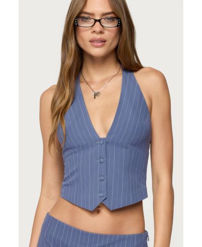 Edikted Женский топ Frankey Pinstripe Button Up Halter