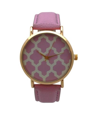 Часы Olivia Pratt Lavender Geometric Pattern Leather Strap