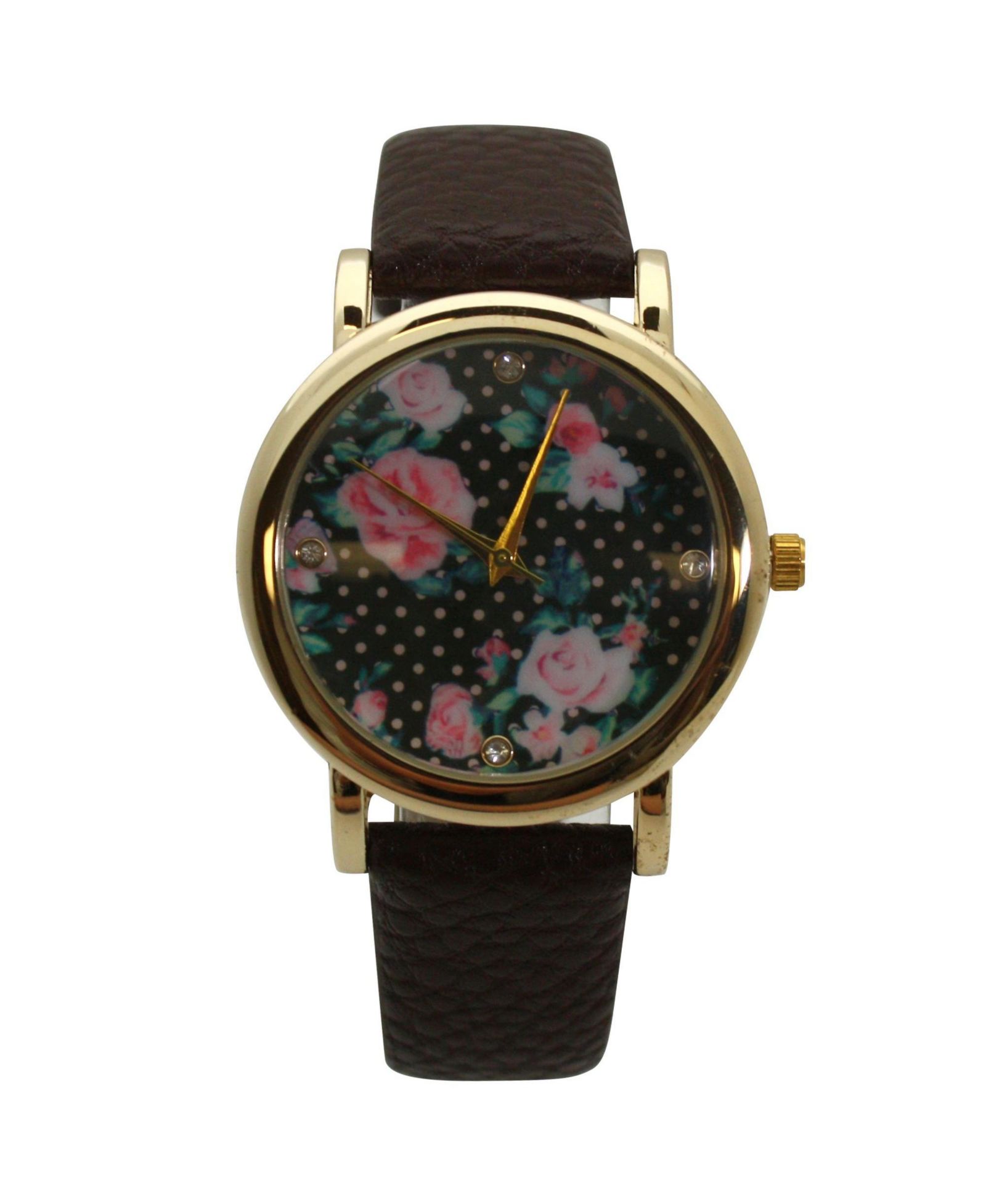 Женские часы Olivia Pratt Brown Solid Colors with Flowers Details