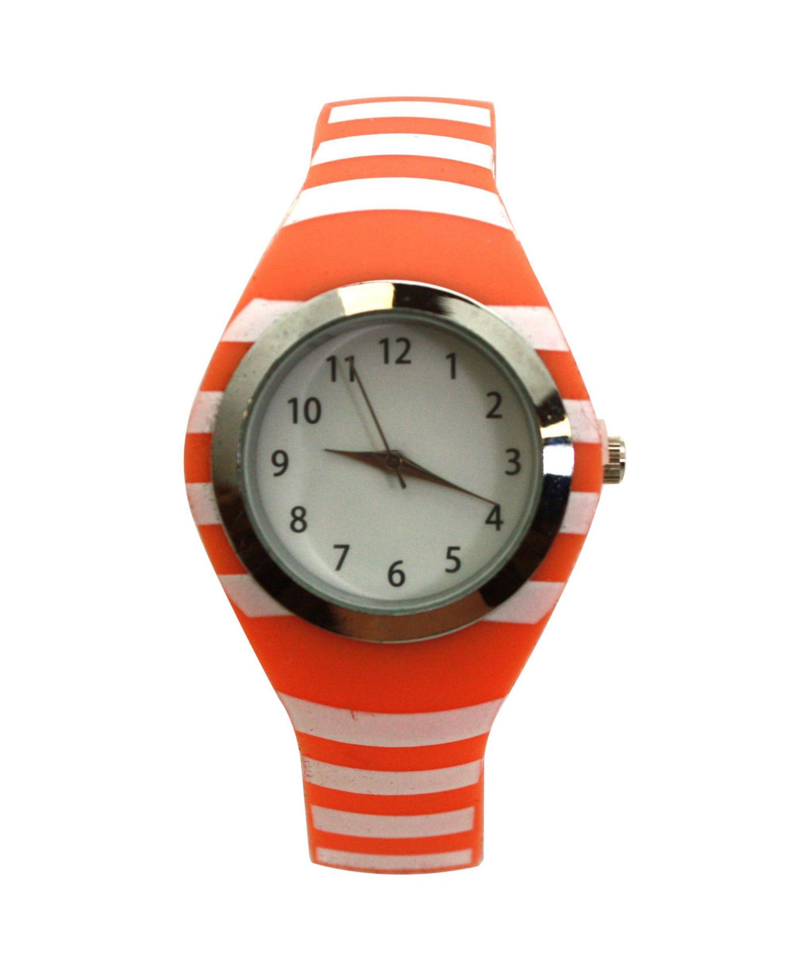 Olivia Pratt Orange Stripped Silicone Band Women Watch